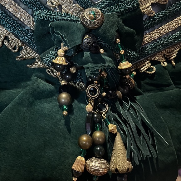 VINTAGE BRACCIALINI Luxury Suede Green Ornate Crossbody or Handbag $999 RARE HTF - Picture 2 of 5